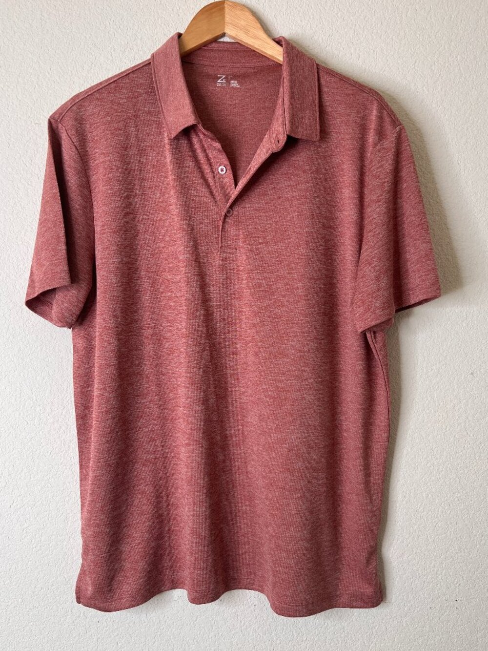 Z by Zella Men's Athletic Golf Polo Shirt Brick Red Heather Large